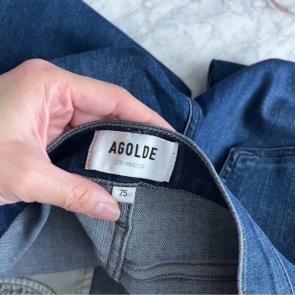 Agolde Sophie Crop Raw Hem Comfort Stretch Skinny Jean Dark Wash A018-3005 Sz 25 - Picture 7 of 10